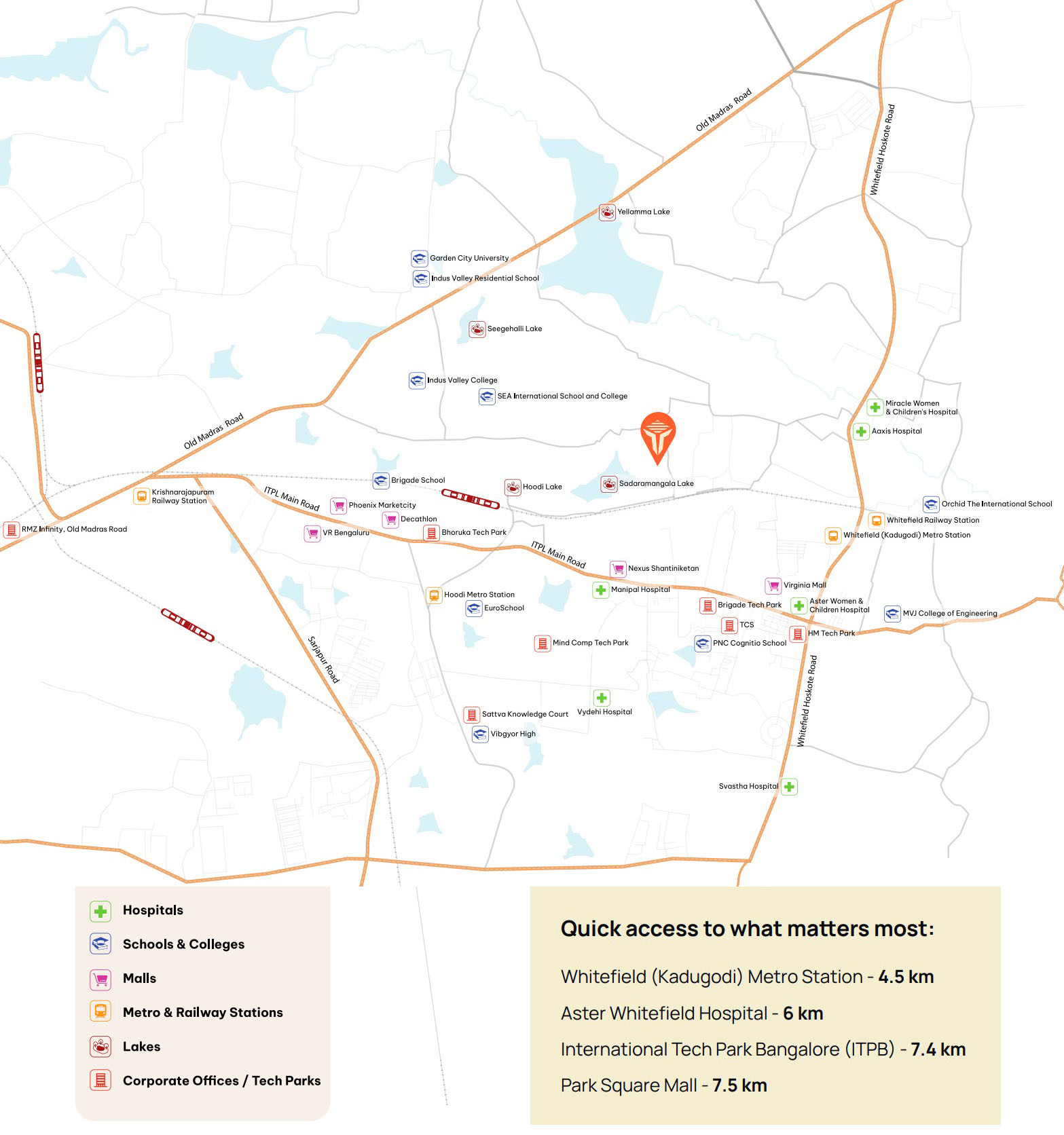 Trendsquares Apartments in Whitefield Location Map in Bangalore